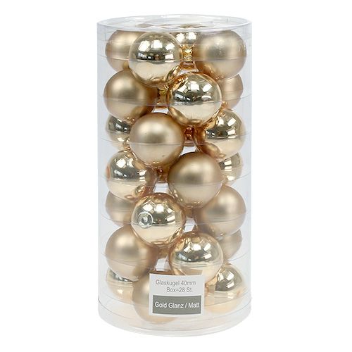 Artikel Kerstbal 4cm goud glanzend/mat glas 24 st