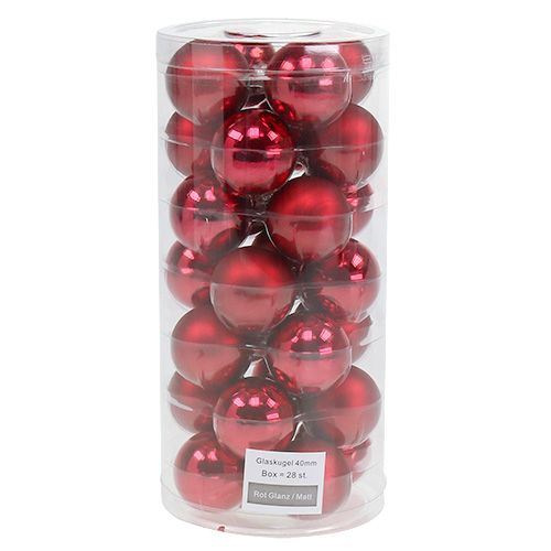 Floristik24 Kerstbal Ø4cm rood glans/mat 24 st