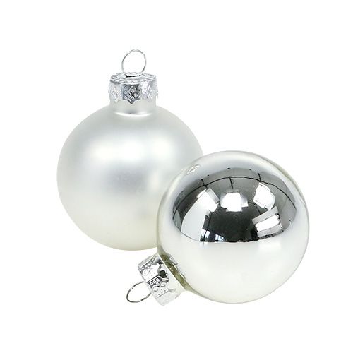 Floristik24 Kerstbal Ø4cm zilverglans/mat 24 st