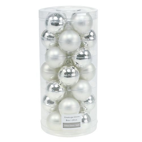 Artikel Kerstbal Ø4cm zilverglans/mat 24 st