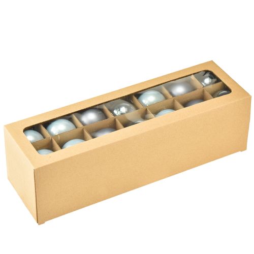 Floristik24 Decoratieve ballenset glas – blauwgrijs, oppervlak mat, glanzend 5cm 24st