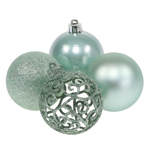 Floristik24 Kerstbal lichtgroen Ø6cm 16 st