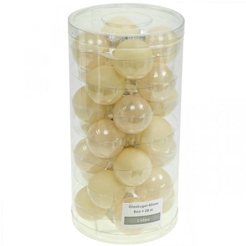 Artikel Kerstboomballen glas kerstballen crème mix Ø4cm 24 st