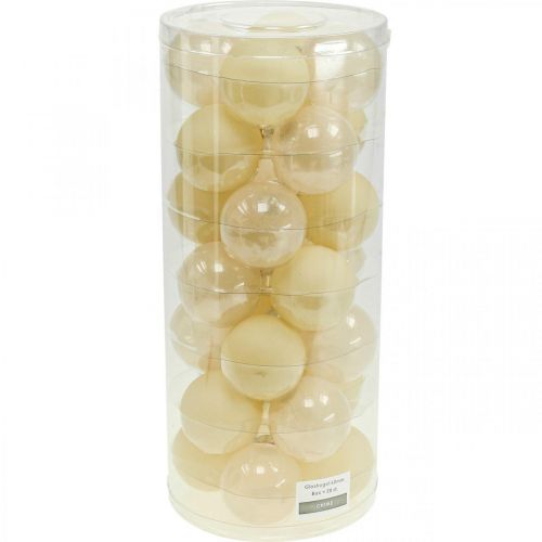 Artikel Kerstboomballen glas kerstballen crème mix Ø6cm 24 st
