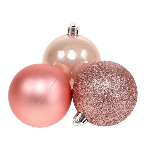 Floristik24 Kerstbal pastel roze mix Ø6cm 10st