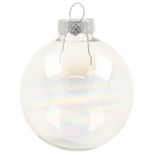 Glazen bol in parelmoerlook met iriserende glans 6 cm 24 stuks