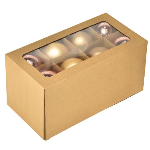 Artikel Glazen kerstballen – mat &amp; glanzend in goud, roze 7,5 cm 12 stuks