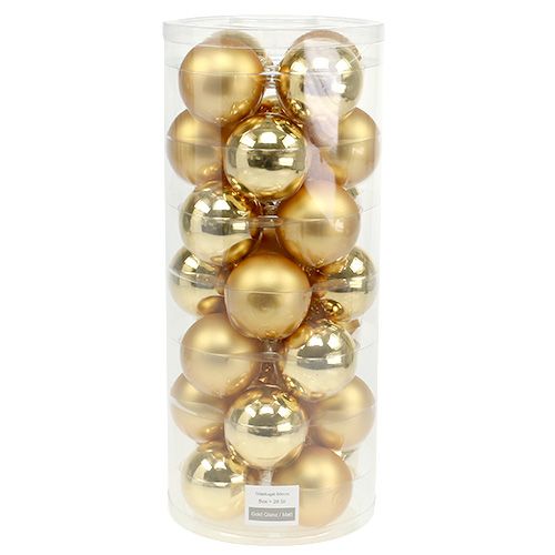 Artikel Kerstbol glas Ø6cm goud mix 24 st