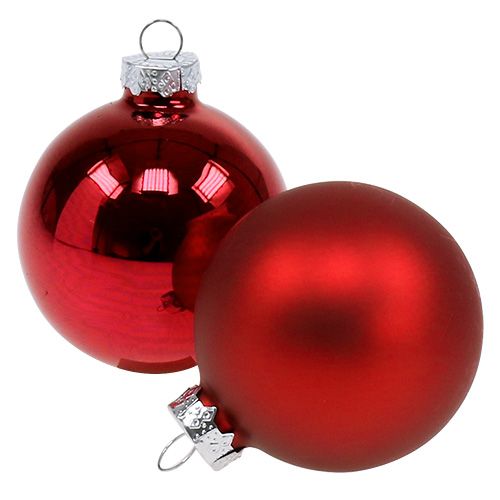 Kerstbal glas Ø6cm rood mix 24st