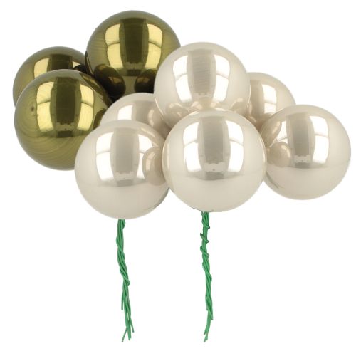 Kerstbal glas spiegel bessen olijf zilver Ø40mm 32 stuks