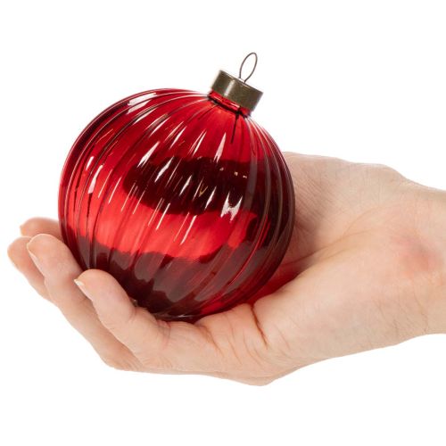 Kerstballen, glas, rood, 8 cm, 12 stuks | Floristik24.nl