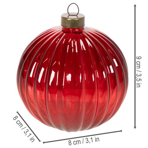 Kerstballen, glas, rood, 8 cm, 12 stuks | Floristik24.nl