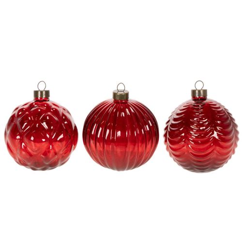 Kerstballen, glas, rood, 8 cm,