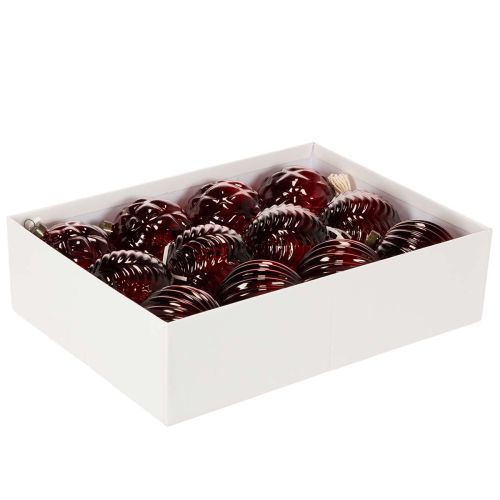 Kerstballen, glas, rood, 8 cm,