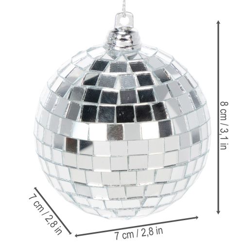 Kerstbaldecoratie, spiegelende bal om op te hangen, 7 cm, 6 stuks | Floristik24.nl