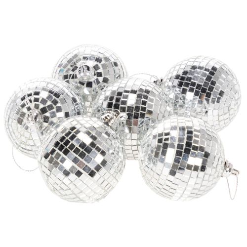 Kerstbaldecoratie, spiegelende bal om op te hangen, 7 cm, 6 stuks | Floristik24.nl