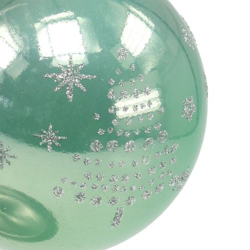 Floristik24 Kerstbal met glitter eucalyptus Ø8cm 6st