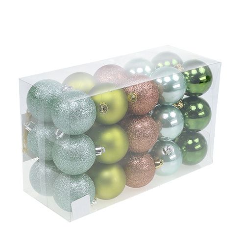Floristik24 Kerstbal kunststof Ø6cm groen ass. 30 stuks