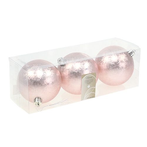Floristik24 Kerstbal kunststof Ø8cm lichtroze 3st