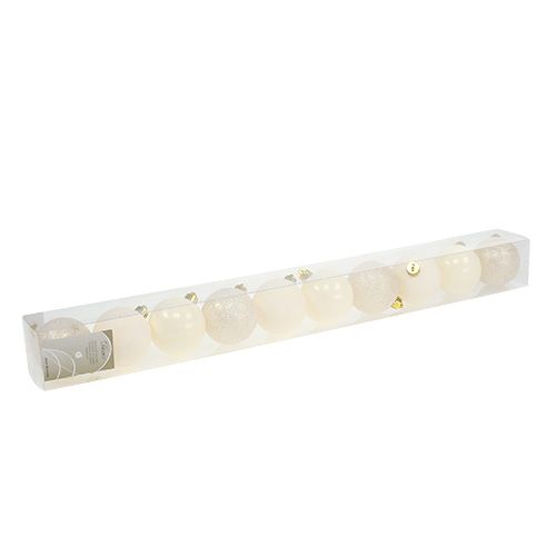 Floristik24 Kerstbal plastic creme Ø60mm 10st