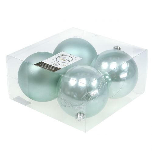 Artikel Kerstbal kunststof lichtgroen assorti Ø10cm 4 st