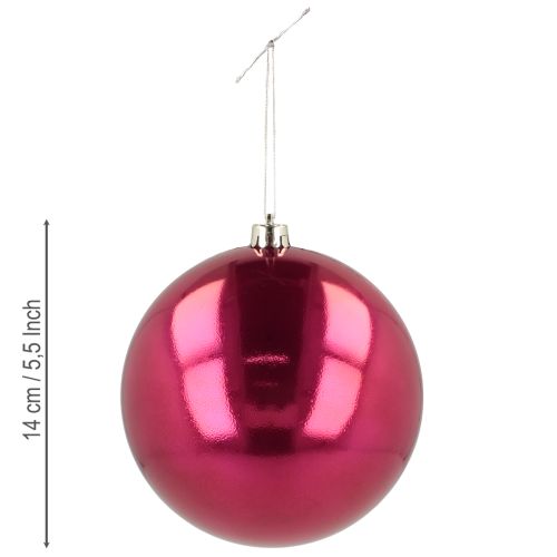 Floristik24 Kerstbal kunststof grote kerstboombal roze Ø14cm