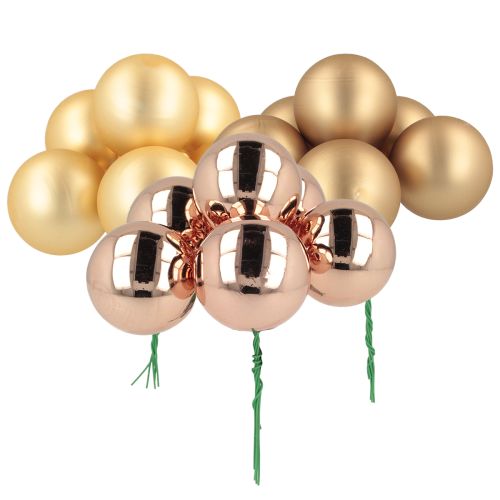 Kerstbal roségoud glas spiegel bessen Ø40mm 32 stuks