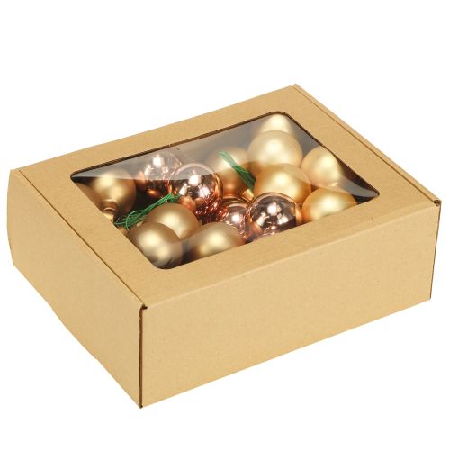 Artikel Kerstbal roségoud glas spiegel bessen Ø40mm 32 stuks