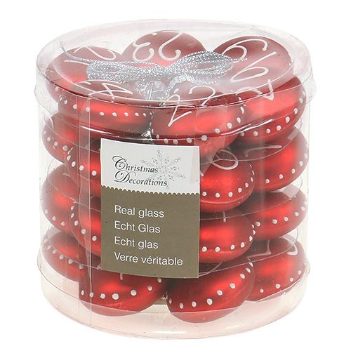 Floristik24 Kerstbal Ø3,5cm met cijfers rood 24 st