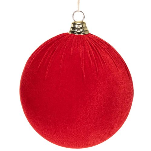 Rode kerstbal met fluweelachtige look, grote kerstboombal van 20 cm, 3 stuks