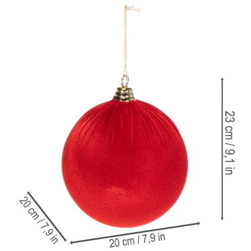 Rode kerstbal met fluweelachtige look, grote kerstboombal van 20 cm, 3 stuks | Floristik24.nl