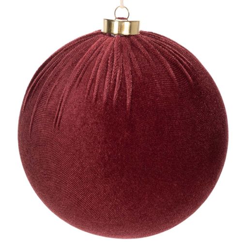Kerstbal, rood fluweelachtig, om op te hangen, 15 cm, 3 stuks