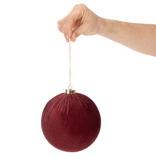 Kerstbal, rood fluweelachtig, om op te hangen, 15 cm, 3 stuks | Floristik24.nl