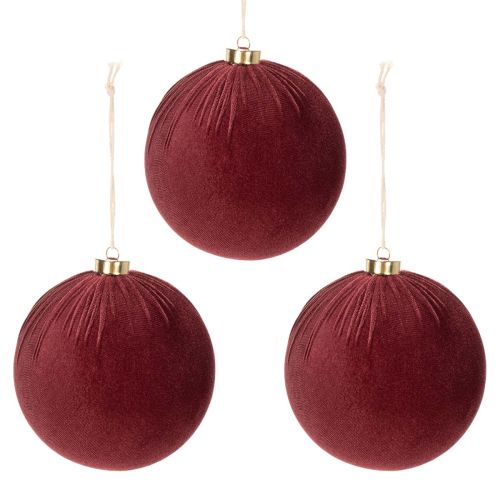 Kerstbal, rood fluweelachtig,