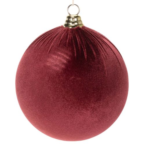 Grote rode kerstbal met fluweelachtige afwerking, 20 cm, 3 stuks kopen | Floristik24.nl