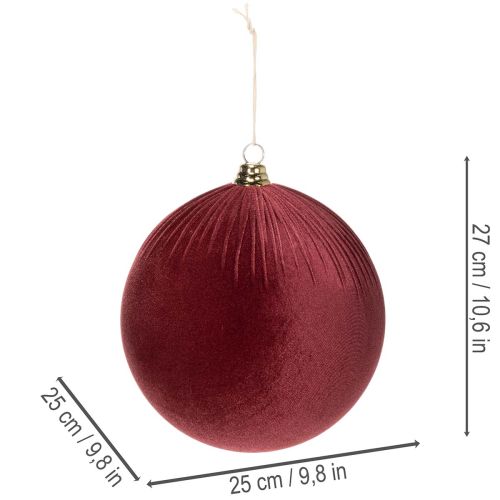Grote rode fluwelen kerstboomversiering om op te hangen, 25 cm, 2 stuks | Floristik24.nl