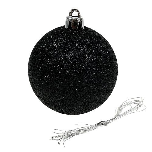 Floristik24 Kerstbal zwart mix Ø7cm kunststof 6st
