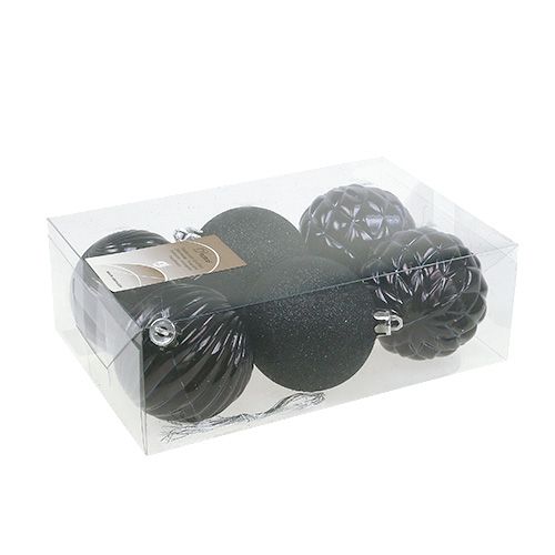 Floristik24 Kerstbal zwart mix Ø7cm kunststof 6st