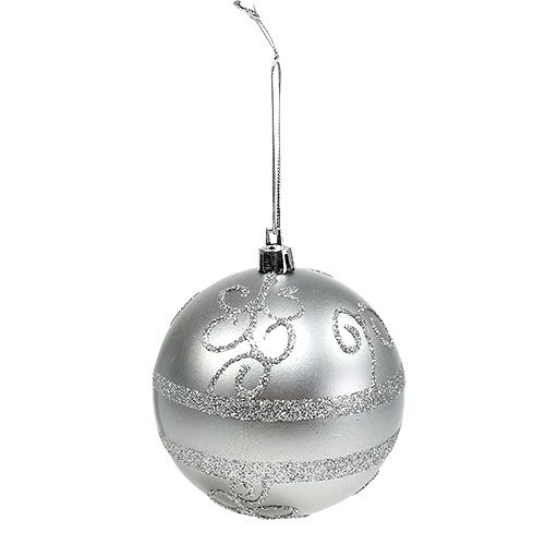 Floristik24 Kerstbal zilver Ø8cm kunststof 1st