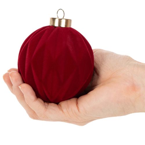 Kerstbal, fluweelachtig oppervlak, rood, 8 cm, 12 stuks | Floristik24.nl