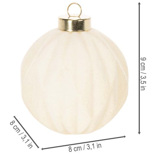 Kerstbalornament in wit, diverse texturen, 8 cm, 12 stuks | Floristik24.nl