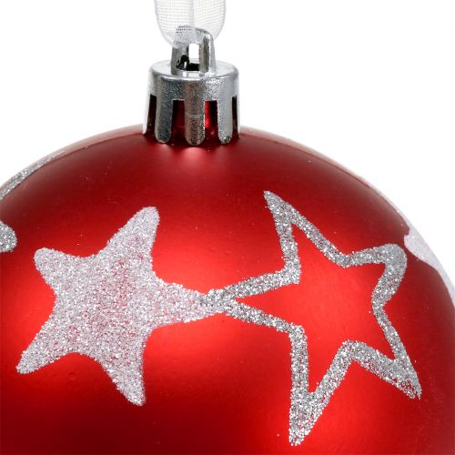 Floristik24 Kerstballen met sterren in rood 2st Ø8cm