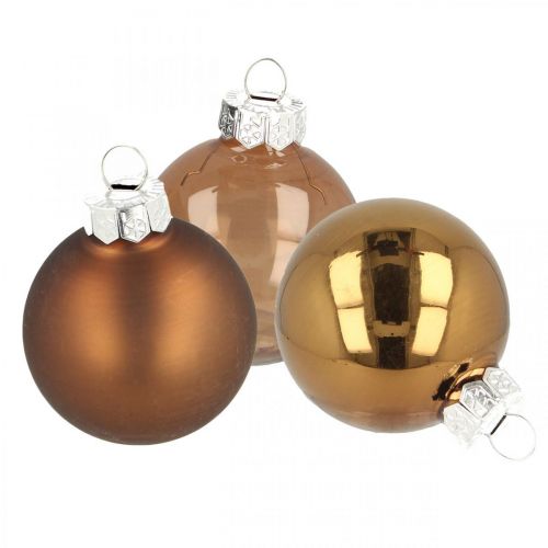 Floristik24 Kerstballen, boomdecoratiemix, mini kerstboomballen bruin H4,5cm Ø4cm echt glas 24 st