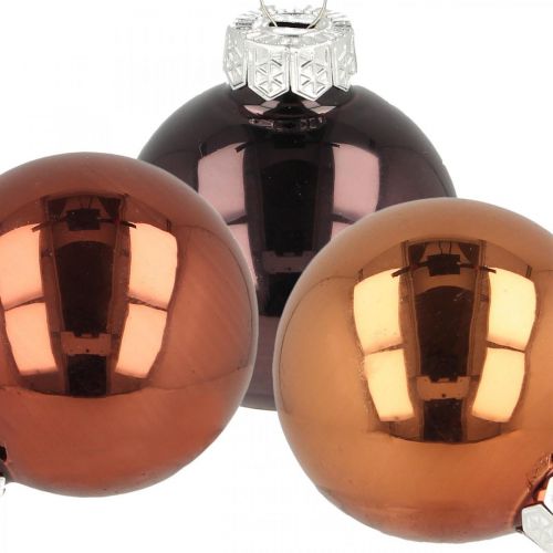 Floristik24 Kerstboomversiering, kerstballen, boombal mix bruin H4,5cm Ø4cm echt glas 24 stuks