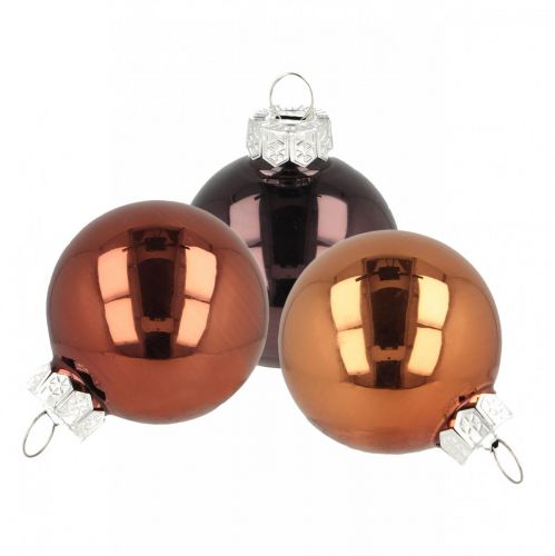 Kerstboomversiering, kerstballen, boombal mix bruin H4,5cm Ø4cm echt glas 24st