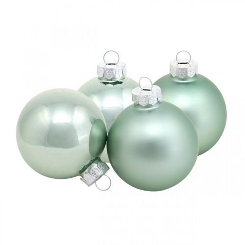 Floristik24 Kerstboomversieringen, boombol mix, mini kerstballen groen mint H4.5cm Ø4cm echt glas 24st