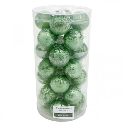 Artikel Kerstbal, boomdecoratie, kerstboombal groen gemarmerd H4,5cm Ø4cm echt glas 24 st
