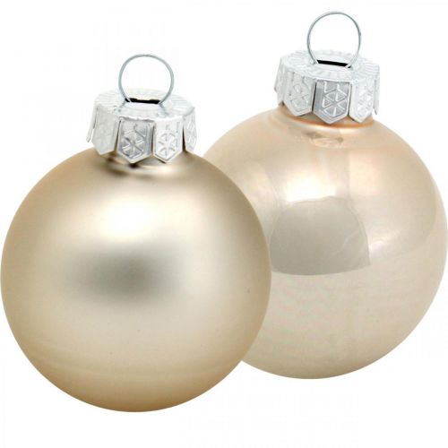 Floristik24 Boomdecoratie mix, kerstballen, mini boomhangers goud / bruin / parelmoer / beige H4,5cm Ø4cm echt glas 24st