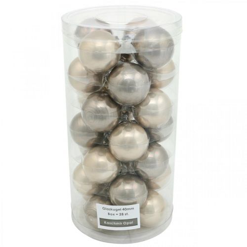 Floristik24 Kerstboomballen, mini-boomballen, kerstdecoratiemix beige/parelmoer H4,5cm Ø4cm echt glas 24 st