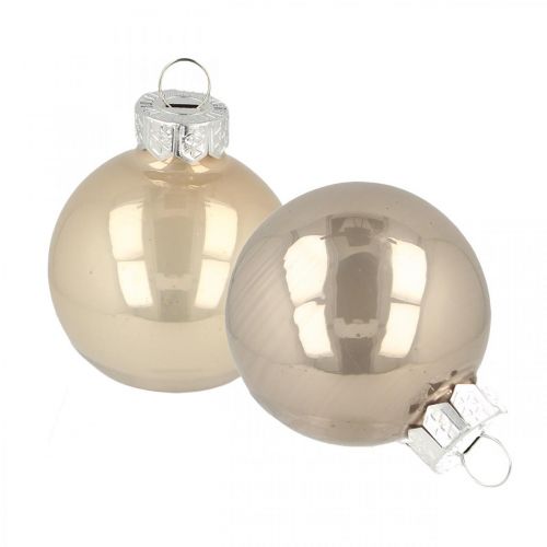 Floristik24 Kerstboomballen, mini-boomballen, kerstdecoratiemix beige/parelmoer H4,5cm Ø4cm echt glas 24 st